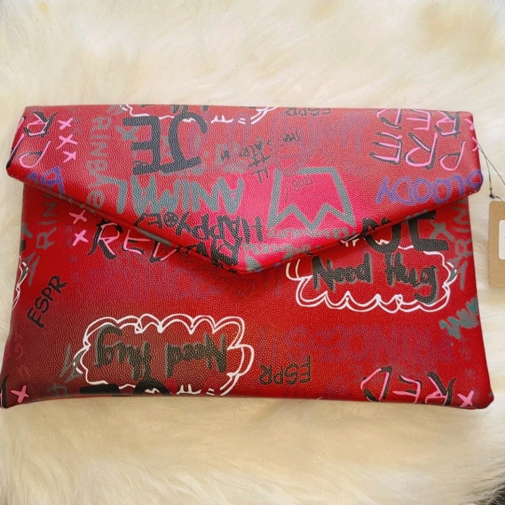 Graffiti Red Clutch/crossbody bag
